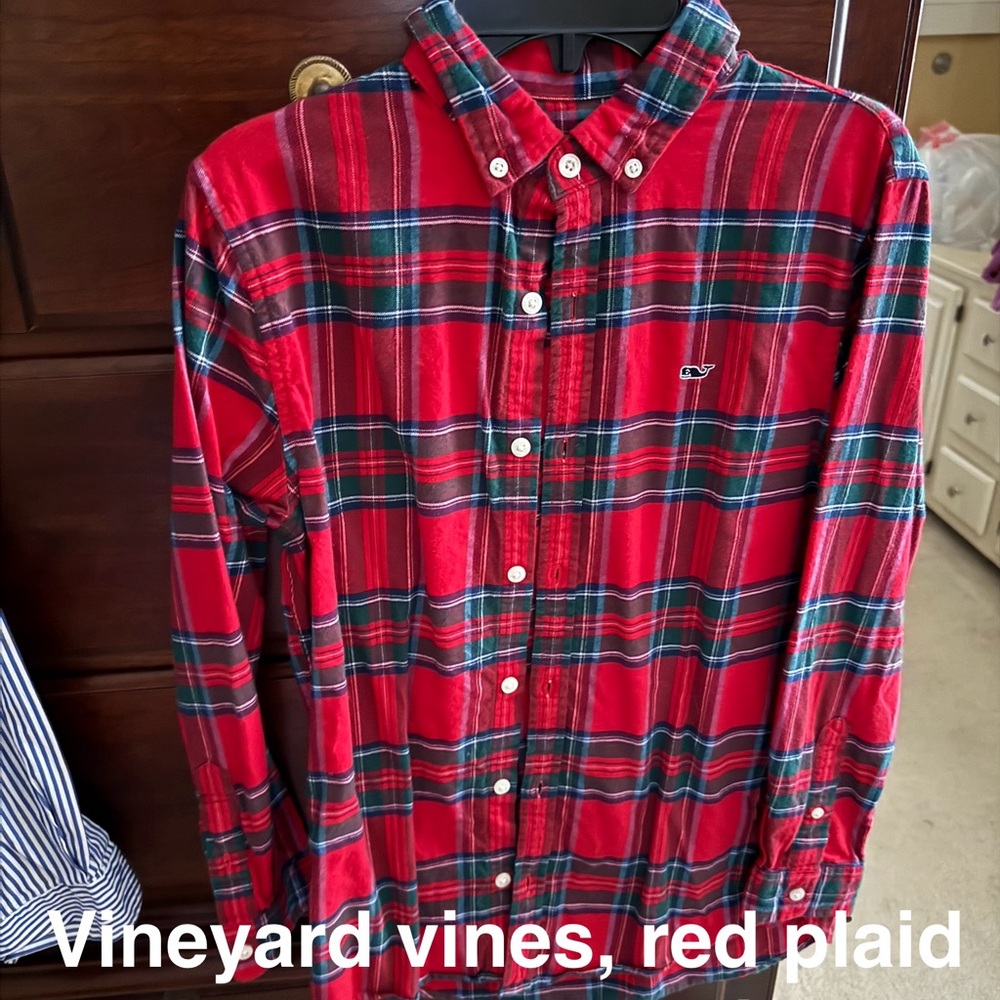 Vineyard Vines Men's Red Plaid Shirt